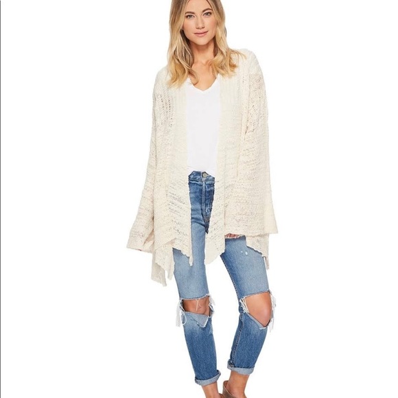 Free People In My Element Kimono Long Cardigan Oversized Bell Sleeve XS Ivory - Picture 2 of 7